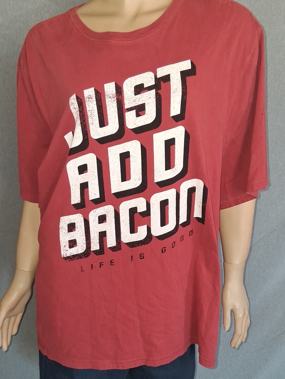 Life Is Good Men's 'Just Add Bacon' Red Graphic Tee